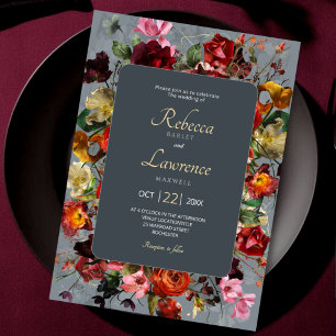 Faire-part de mariage botanique gris chic