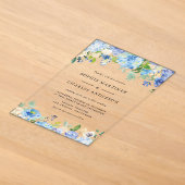 Faire-part de mariage botanique Hydrangea bleu aqu (Poser)
