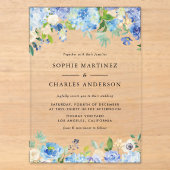 Faire-part de mariage botanique Hydrangea bleu aqu (Recto)