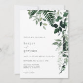 Faire-part de mariage botanique Invitation de verd (Devant)