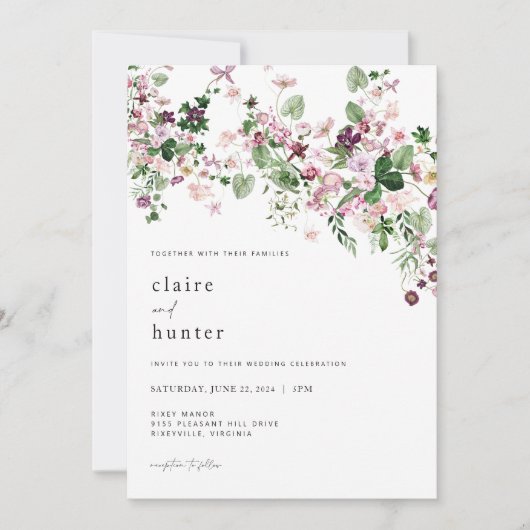 Faire-part de mariage botanique Invitation de verd (Devant)