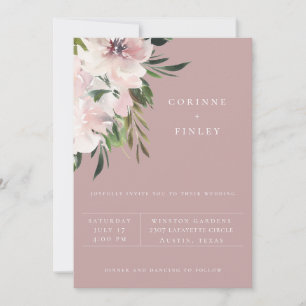 Faire-part de mariage botanique mauve poussiéreux