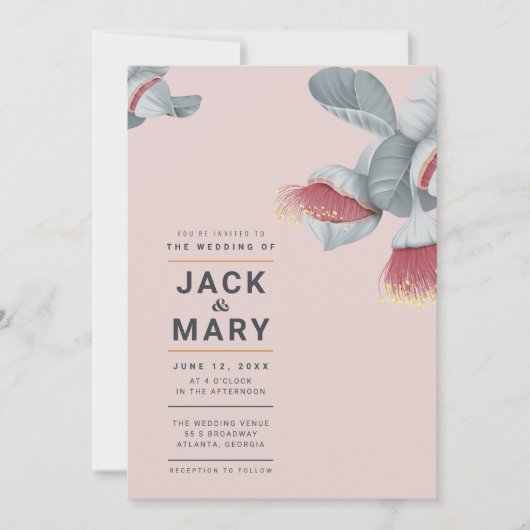 Faire-part de mariage botanique minimaliste (Devant)