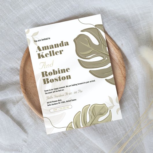 Faire-part de mariage botanique minimaliste