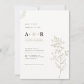 Faire-part de mariage botanique minimaliste (Devant)