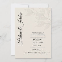 Faire-Part de Mariage Botanique Minimaliste