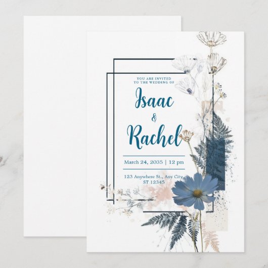 Faire-part de mariage botanique moderne (Devant / Derrière)