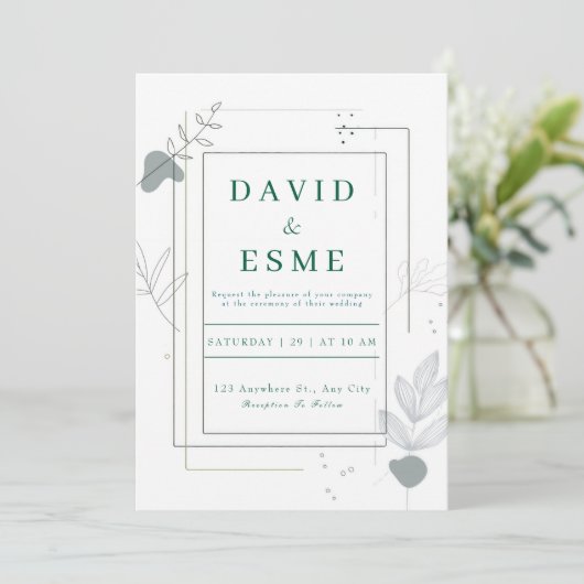 Faire-part de mariage botanique moderne (Debout devant)