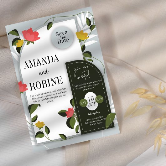 Faire-part de mariage botanique moderne