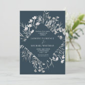 Faire-part de mariage botanique moderne de fleurs (Debout devant)