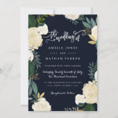 Faire-part de mariage botanique moderne marine (Devant)