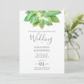 Faire-part de mariage botanique moderne Succulent (Debout devant)