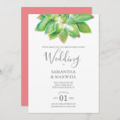 Faire-part de mariage botanique moderne Succulent (Devant / Derrière)