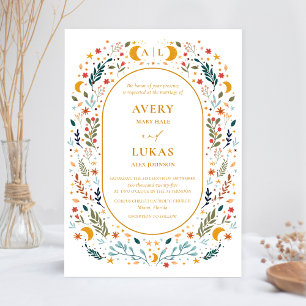 Faire-part de mariage botanique mystique vintage