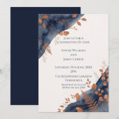 Faire-part de mariage botanique Navy Copper (Devant / Derrière)