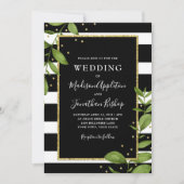 Faire-part de mariage botanique noir et blanc de (Devant)