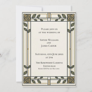 Faire-part de mariage botanique Olive Gold