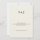 Faire-part de mariage botanique Olive Gold (Dos)