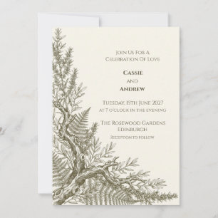Faire-part de mariage botanique Olive Tree Fern