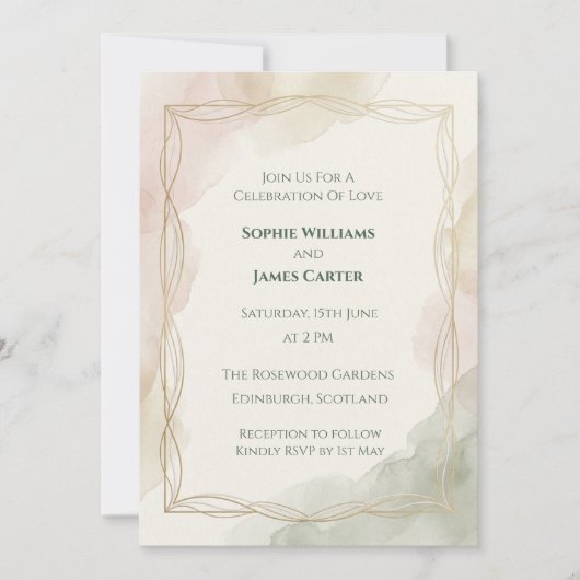 Faire-part de mariage botanique Or doux (Devant)