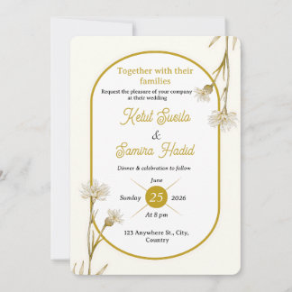Faire-part de mariage botanique or minimaliste