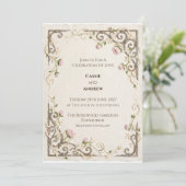 Faire-part de mariage botanique orné vintage (Debout devant)