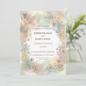 Faire-part de mariage botanique pastel rose (Debout devant)