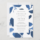 Faire-part de mariage botanique pressée | Indigo (Devant)