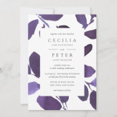 Faire-part de mariage botanique pressée | Violet (Devant)