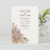 Faire-part de mariage botanique protéa boho (Debout devant)