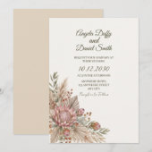 Faire-part de mariage botanique protéa boho (Devant / Derrière)