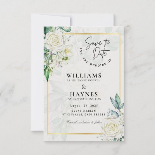Faire-part de mariage botanique romantique (Devant)