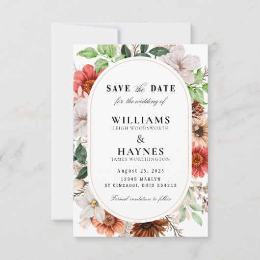 Faire-part de mariage botanique romantique (Devant)