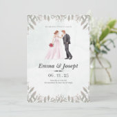 Faire-part de mariage botanique romantique (Debout devant)