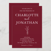 Faire-part de mariage botanique romantique de Bour (Devant / Derrière)
