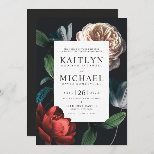 Faire-part de mariage botanique romantique No.01 (Devant / Derrière)