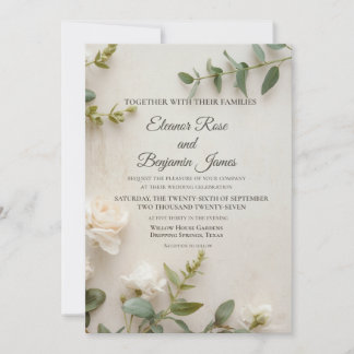 Faire-part de mariage botanique romantique vintage