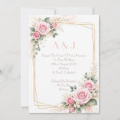Faire-part de mariage botanique rose (Devant)