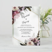 Faire-part de mariage botanique rose (Debout devant)