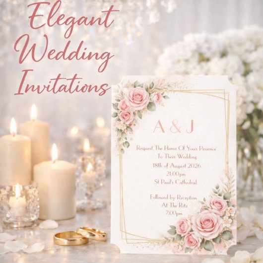 Faire-part de mariage botanique rose