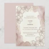 Faire-part de mariage botanique rose blush (Devant / Derrière)