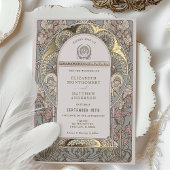 Faire-part de mariage botanique rose Gold Art Nouv