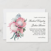 Faire-part de mariage botanique rose King Protea (Devant)
