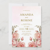 Faire-part de mariage botanique rose pâle (Devant)