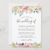 Faire-part de mariage botanique rose pastel (Devant)