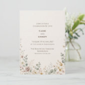 Faire-part de mariage botanique rose tendre (Debout devant)