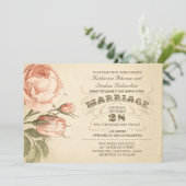 faire-part de mariage botanique rose vintage (Debout devant)