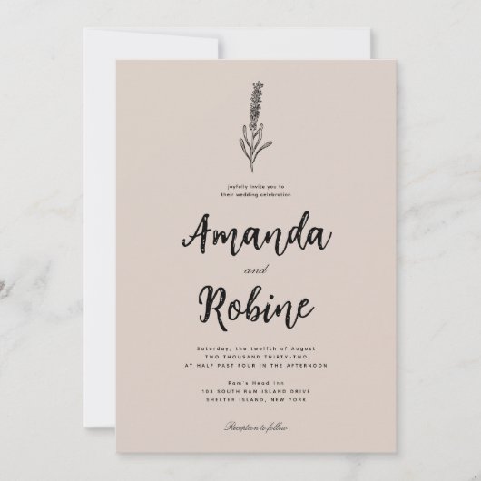 Faire-part de mariage botanique rustique (Devant)