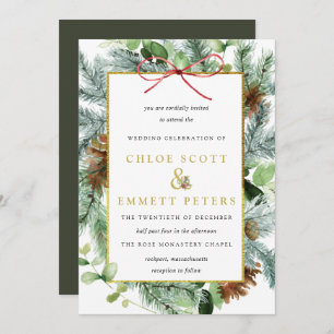 Faire-part de mariage botanique rustique d'hiver