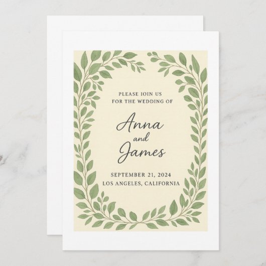 Faire-part de mariage botanique rustique - Eucalyp (Devant / Derrière)